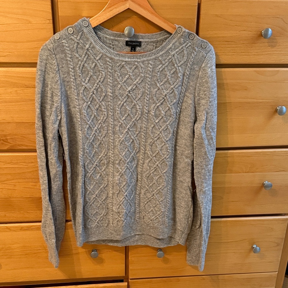 Talbots Gray Cable Knit Sweater